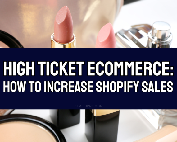 image of luxury makeup, perfume and beauty products with text overlay